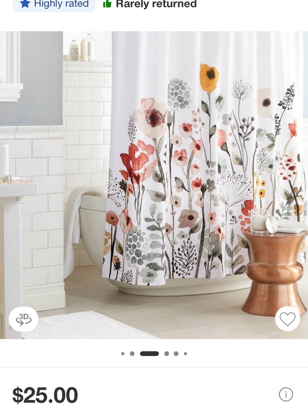 Threshold Shower Curtain with Multi-Color Watercolor Florals